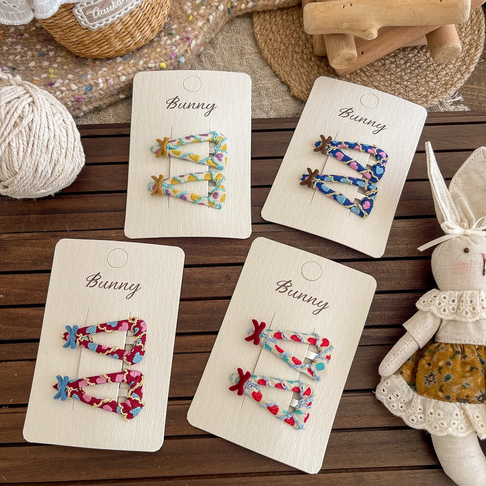 

2pcs/lot Floral Triangle BB Clip Girl Bangs Side Clip Barrettes Headwear Hair Clip Children's Hairpin Headdress Hair Accessories