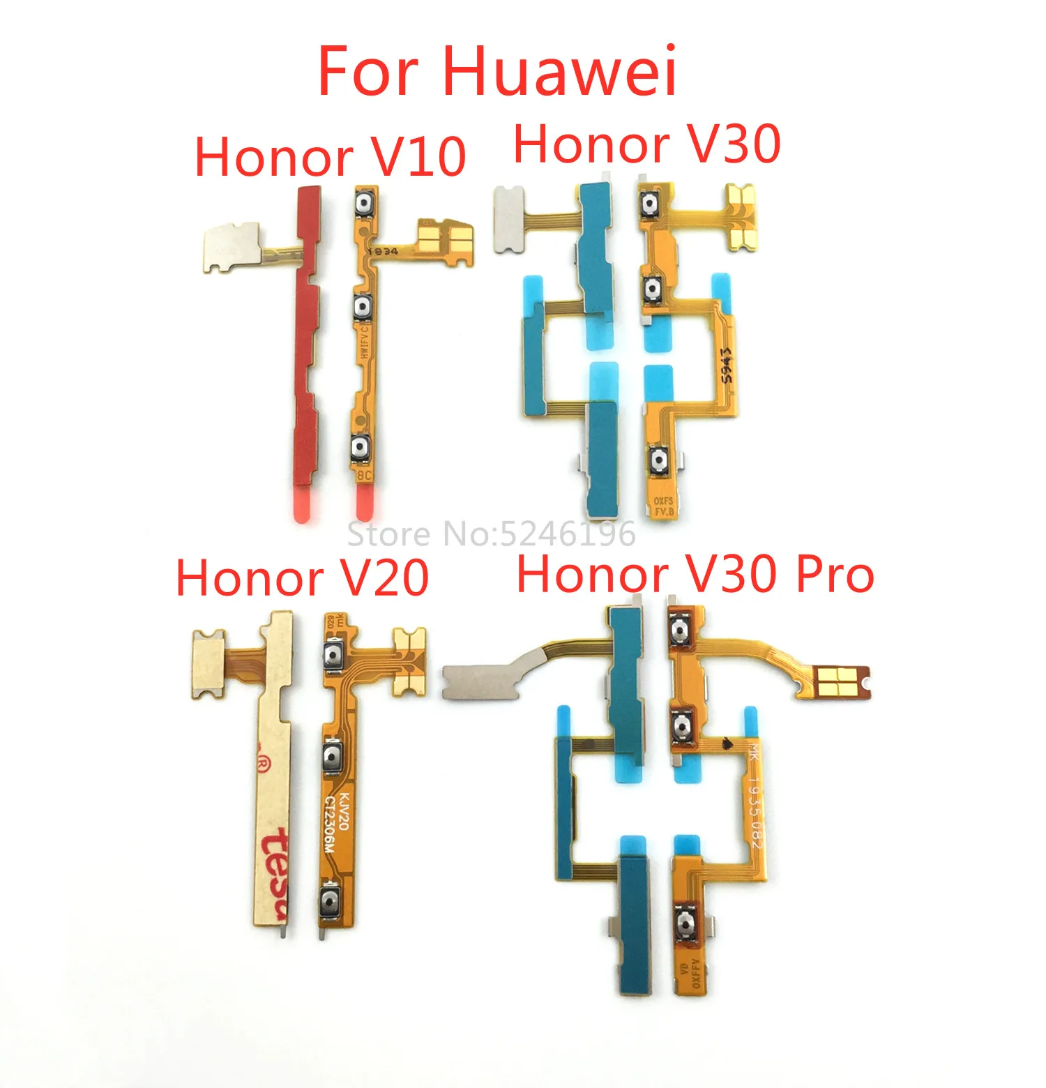 1pcs Power On / Off key Mute Volume Button Ribbon Flex Cable For Huawei Honor V10 Honor V20 Honor V30 Honor V30 Pro ReplacePart.