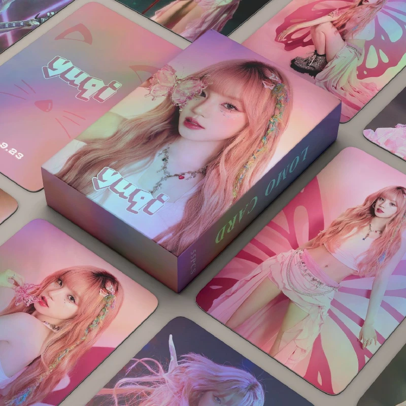 55Pcs/Box (G)I-DLE YUQI Album Selfie Laser Lomo Cards Music Festival Dance Stage Cute Photocards Postcards Fans Collection Gifts