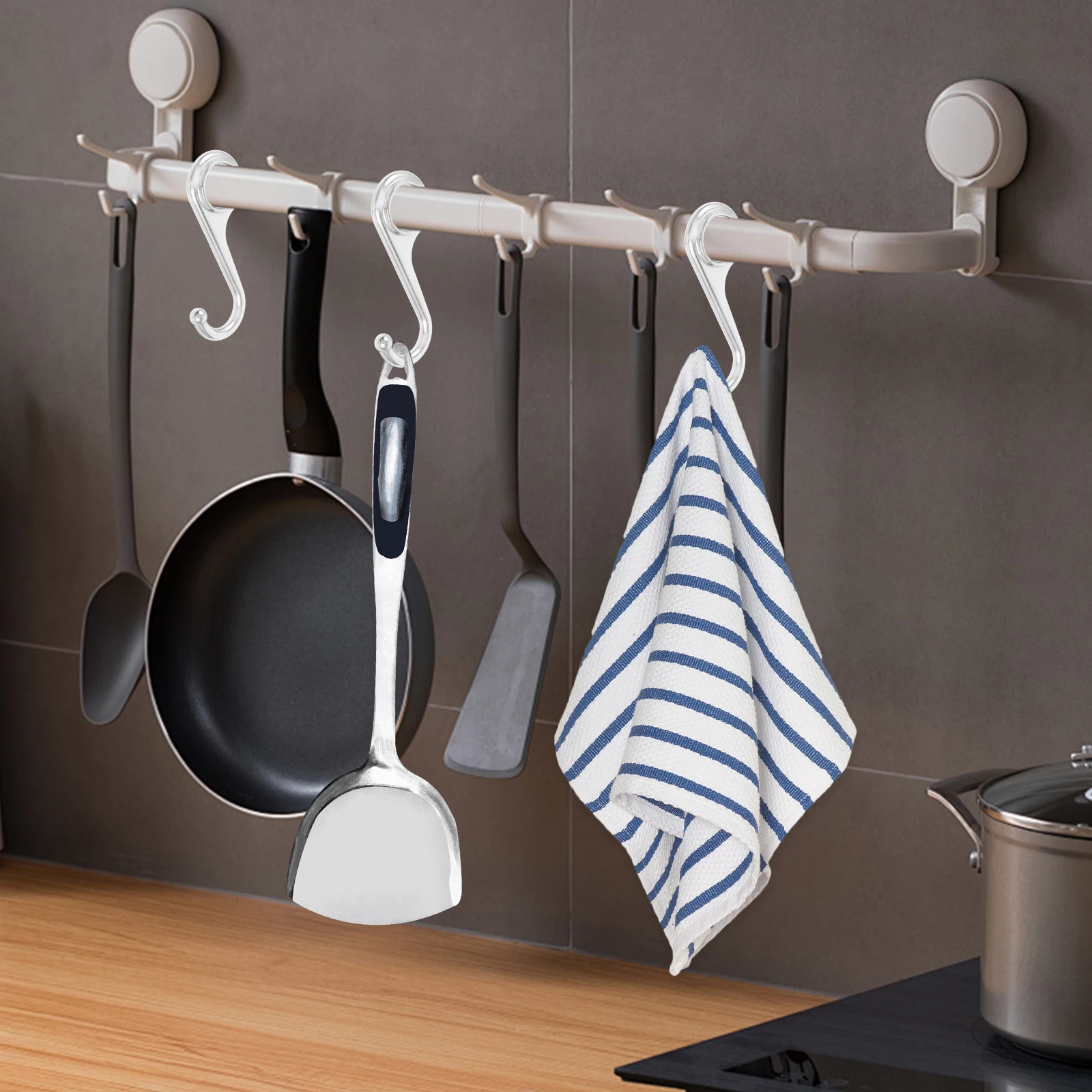 

5pcs Multipurpose Hooks Metal Zinc Alloy Silver Durable Closet Hangers Clothes Coats Hats Key Bathroom Kitchen Wall Mount Easy