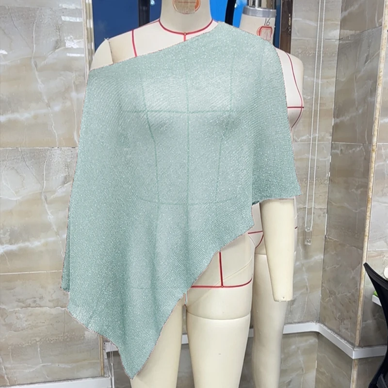 

Women's Knitted Ponchos Tops Shimmering Solid Color Sheer See Through Shawl Wraps Asymmetry Cape for Spring Summer