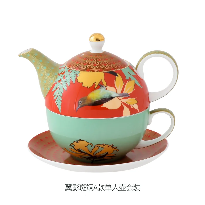 Bone China Teapot Sets Overglazed Color Figure British Single Afternoon Tea Set European Teapot Set Army GreenPink Chinese Style