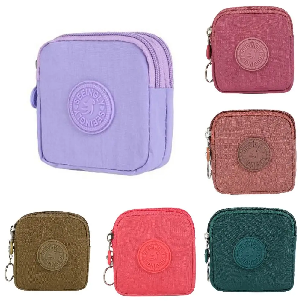 

New Waterproof Coin Purse Solid Color Wear-resistant Credit Card Holoder with Key Ring Money Bag