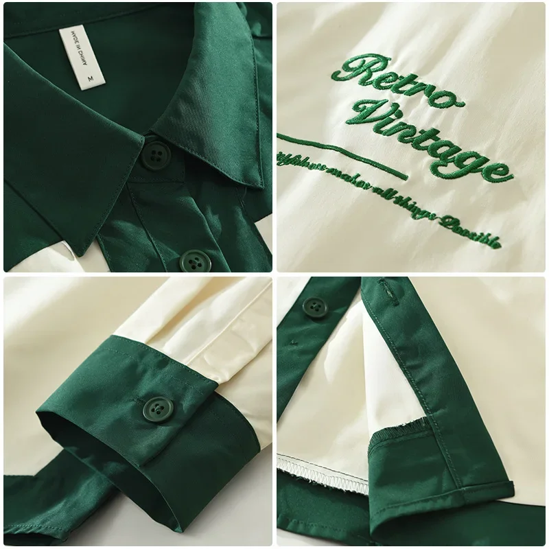 6753 النمط الياباني العصرية طويلة الأكمام قميص الرجال التطريز المألوف عارضة فضفاضة تناسب أعلى سترة قطعة واحدة وكيل