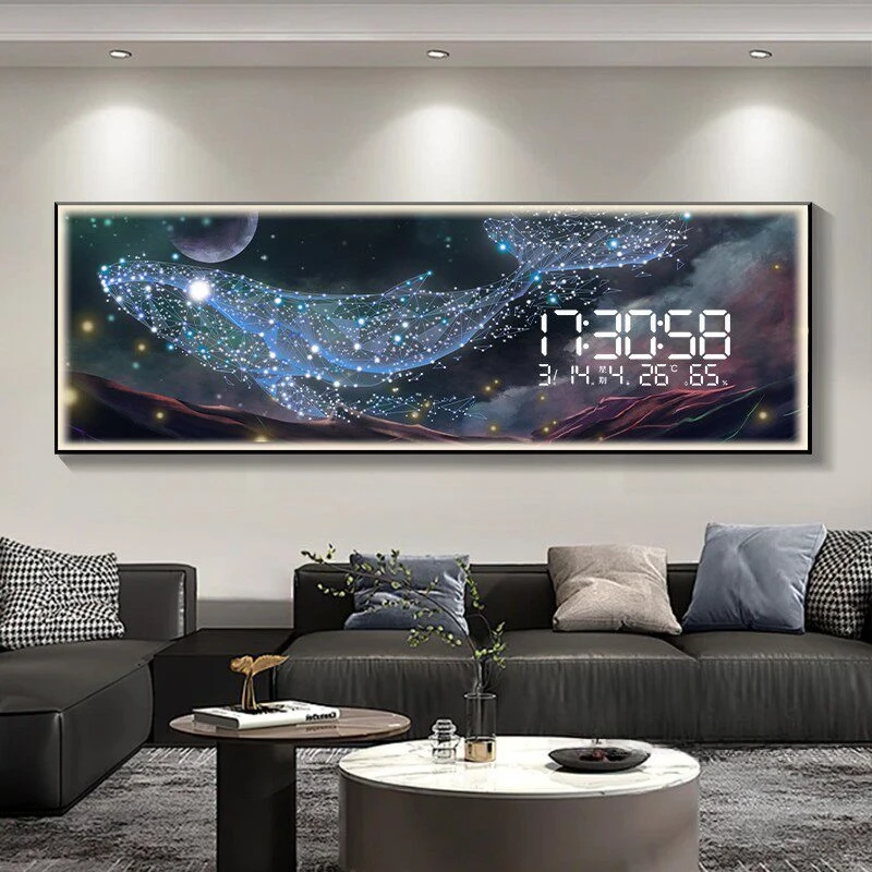 high-end LED Wall clock whale creative art noiseless advanced clock Wall Room decoration часы настенные Living room furniture