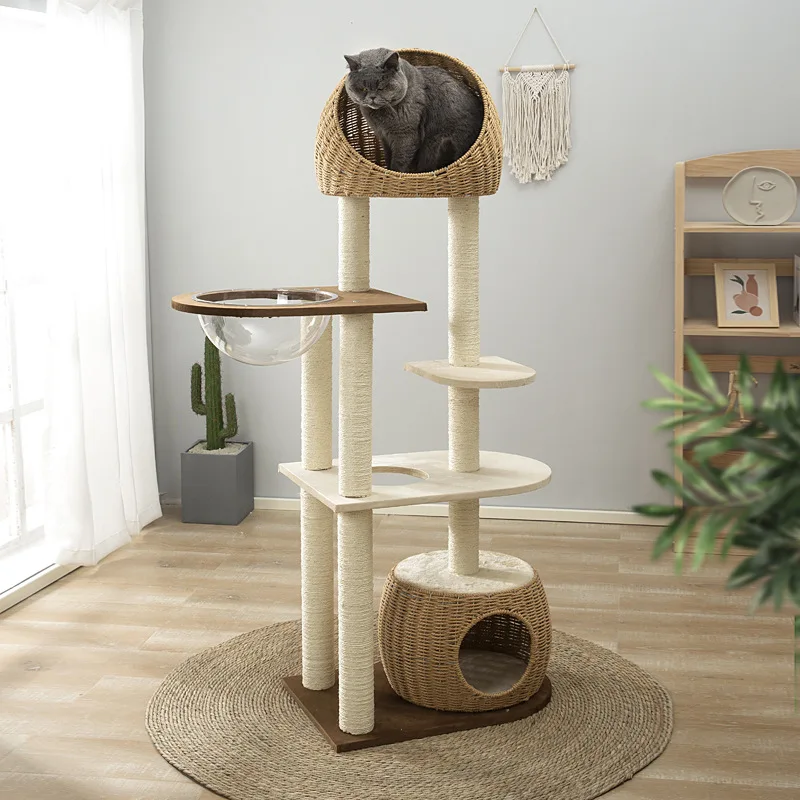 

Multi-Story Cat Tree House multifunctional cat house Multi-layer tower cat scratching board Wooden pet supplies