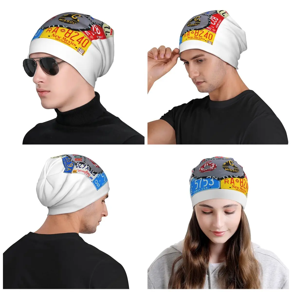 カスタムルート66ナンバープレートアートビーニーキャップ男女兼用ヒップホップ冬暖かいニット帽子大人アメリカンロードボンネットハット