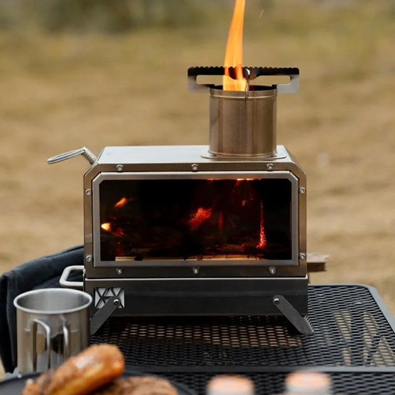 Stainless Steel Square Firewood Stove Portable Outdoor Camping Picnic Cooking Supplies