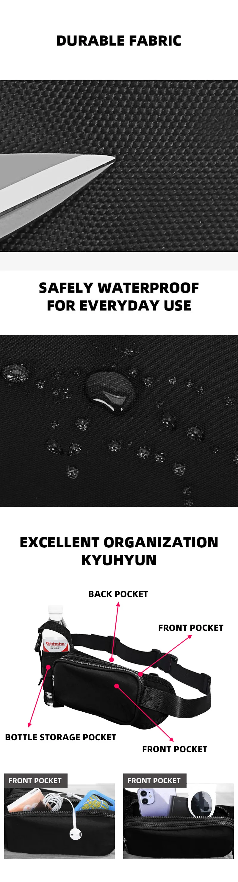 2025 New Portable Simple Sports Waist Bag Large Capacity Fitness Waist Bag Water Bottle Waist Bag Waterproof Crossbod