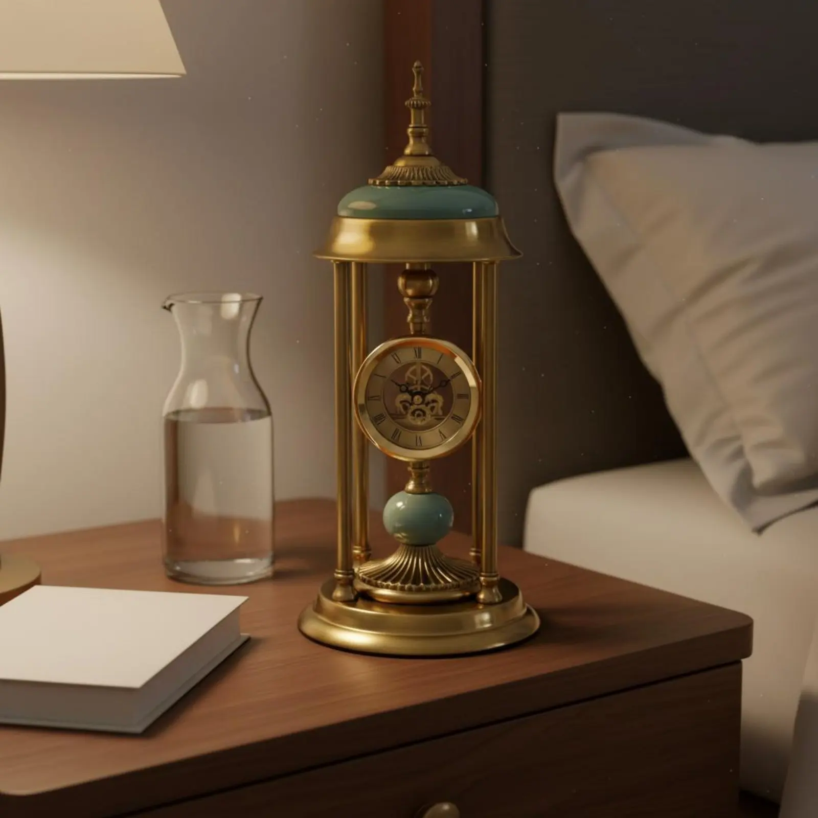 

Retro Desk Timepiece Luxurious Noiseless Desktop Timepiece Home Decor Non-Ticking Battery Operated for Bedroom
