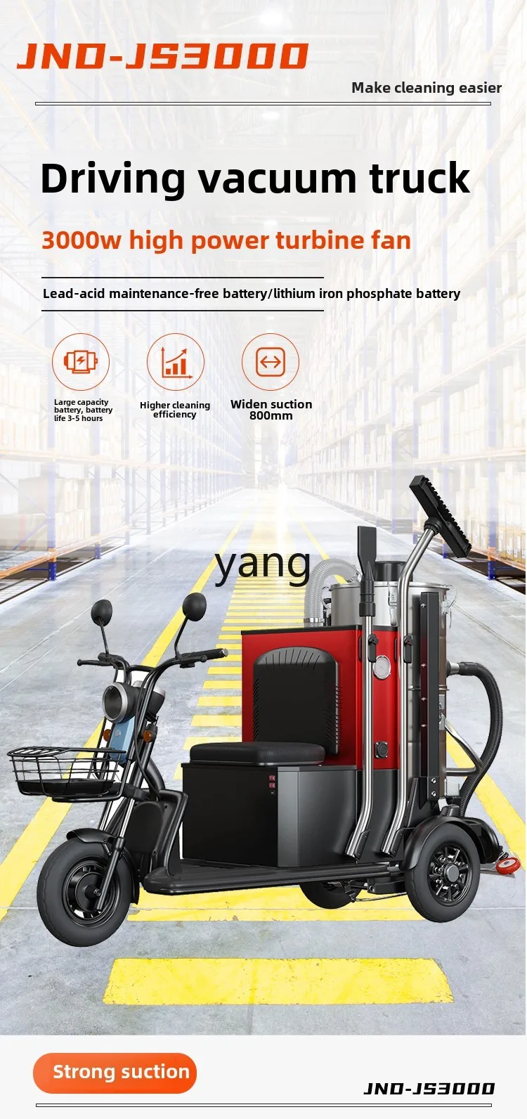 CX drive-on per camion sottovuoto industriale con ricarica wireless, grande laboratorio di aspirazione