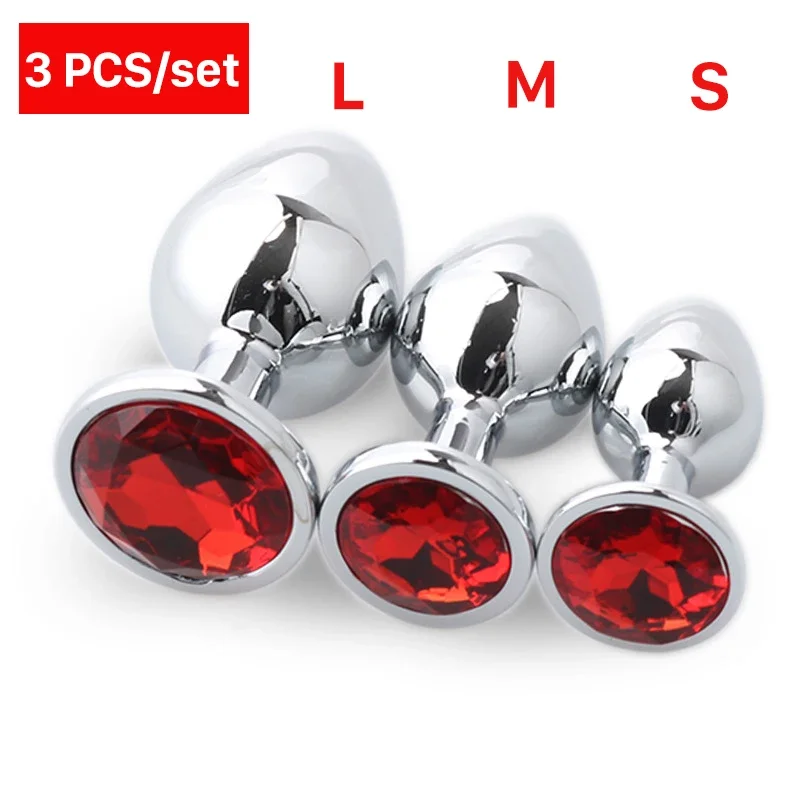 3 Size/set Metal Anal plug butt plug Sex Toys Butt Toys For Women/Men/Couples Adult Game Masturbator Anal S/M/L Diamond Sex Shop