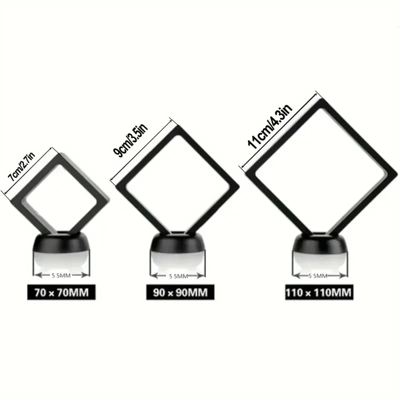 إطار عائم ثلاثي الأبعاد مع شاشة عرض قاعدية ، صندوق تخزين تلسكوبي مرن ، مناسب للأقراط والخواتم والدبابيس