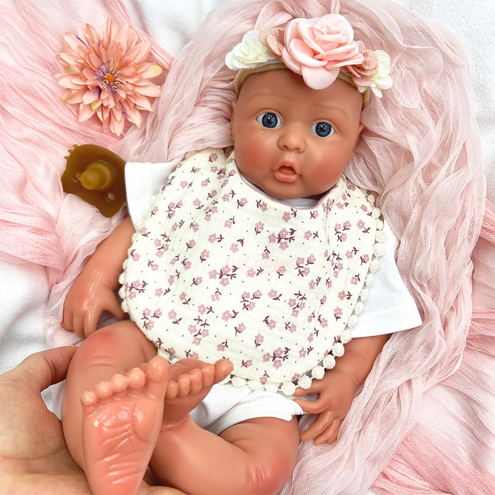 

45cm Soft Touch Solid Silicone Reborn Baby Girl Anatomically Correct 3D Skin Rebirth Doll for Dementia Therapeutic Comfort