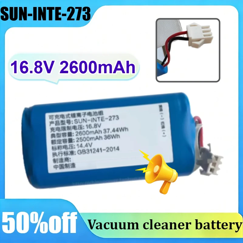 

SUN-INTE-273 16.8V 2600/3400mAh 37.44Wh for Tesvor X500pro X580 R Simum 6 7 8 9 Lithium-ion Robot Vacuum Cleaner Battery