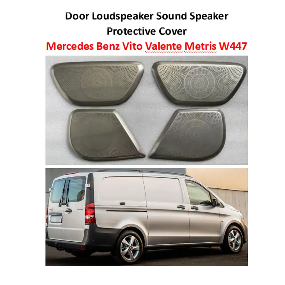 INSB 1 Set Stainless steel Door Loudspeaker Sound Speaker Protective Cover for Mercedes Benz Vito Valente Metris W447 2014 2015