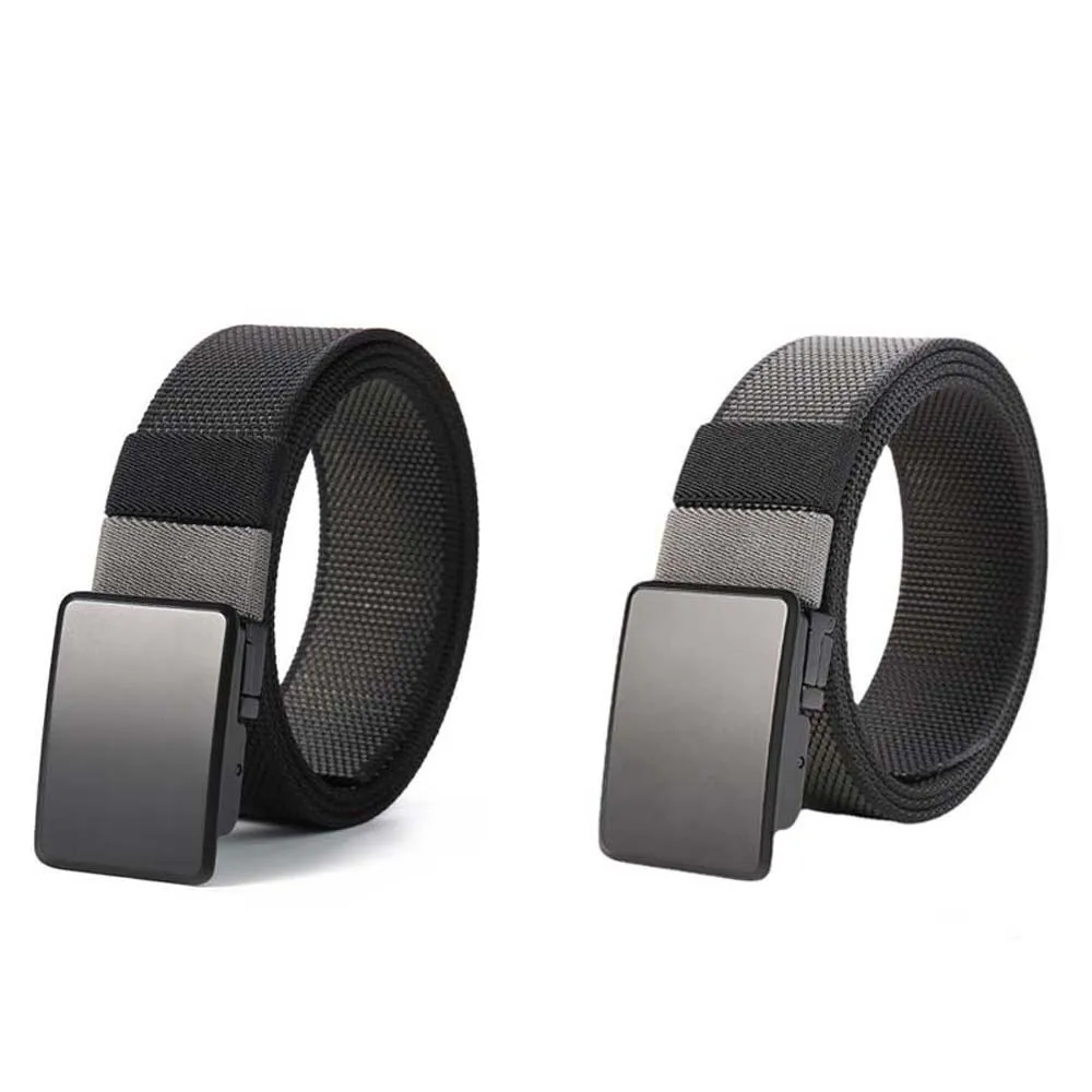 

Alloy Men Weaving Belt Texture Contrast Color Both Sides Available Belt Sturdy 360-degree Swivel Buckle Nylon Waistband Students