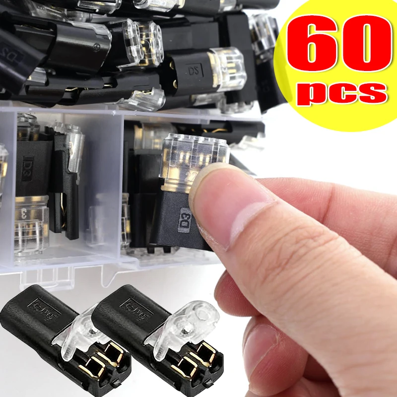 

Набор из 60 водонепроницаемых быстрозажимных электрических соединителей для проводов, автомобильных клемм и разъемов для кабелей