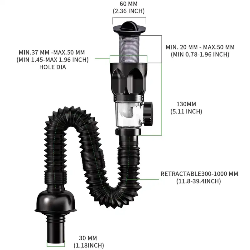 1 PC Telescoping Anti-กลิ่นท่อระบายน้ํา Universal อ่างล้างหน้าติดตั้ง Quick Drainage สําหรับอ่างล้างจานในห้องน้ํา,ห้องน้ํา,อ่างอาบน้ํา