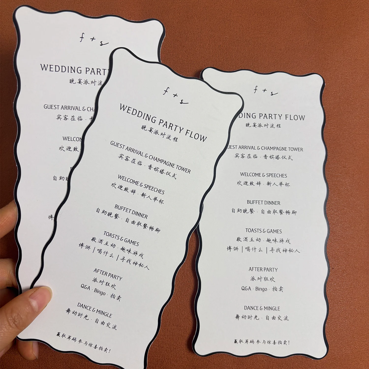 personalized Wave Edge Menu Table Card Couple's Name Wedding menu Festival Event Annual Meeting Plate Card Process Card 80pcs