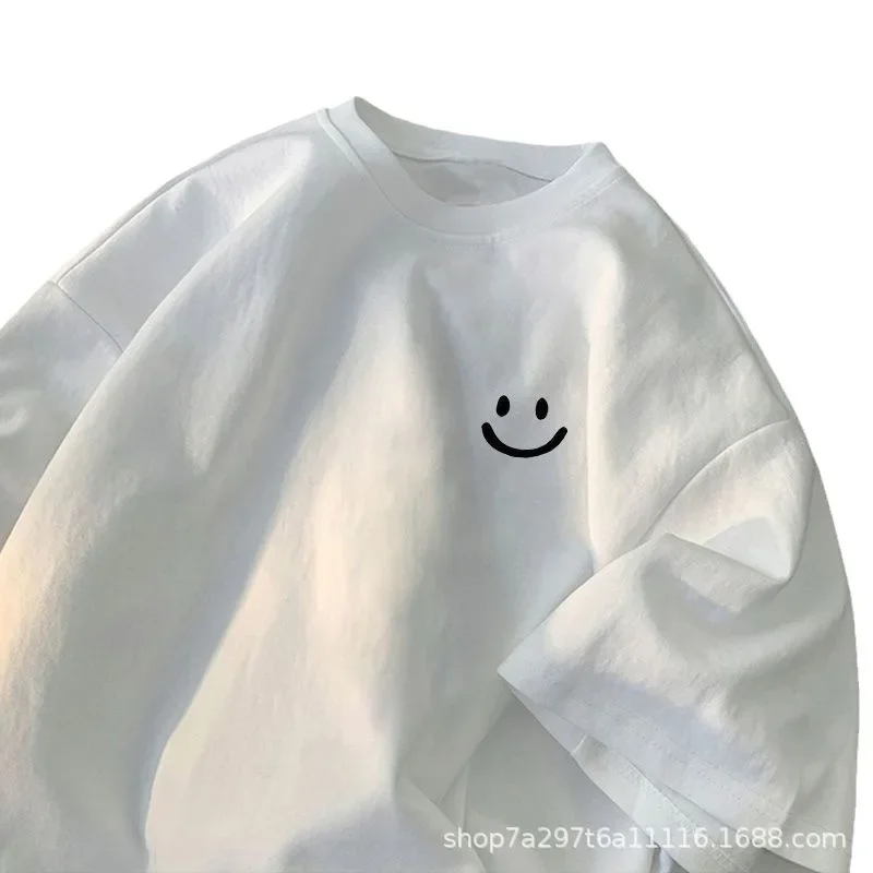 في سن المراهقة موضة تي شيرتات قصيرة الاكمام جديد الرجال خمس نقاط العصرية الكتف الصيف تنفس فضفاض الجسم قميص 1/2 قطع