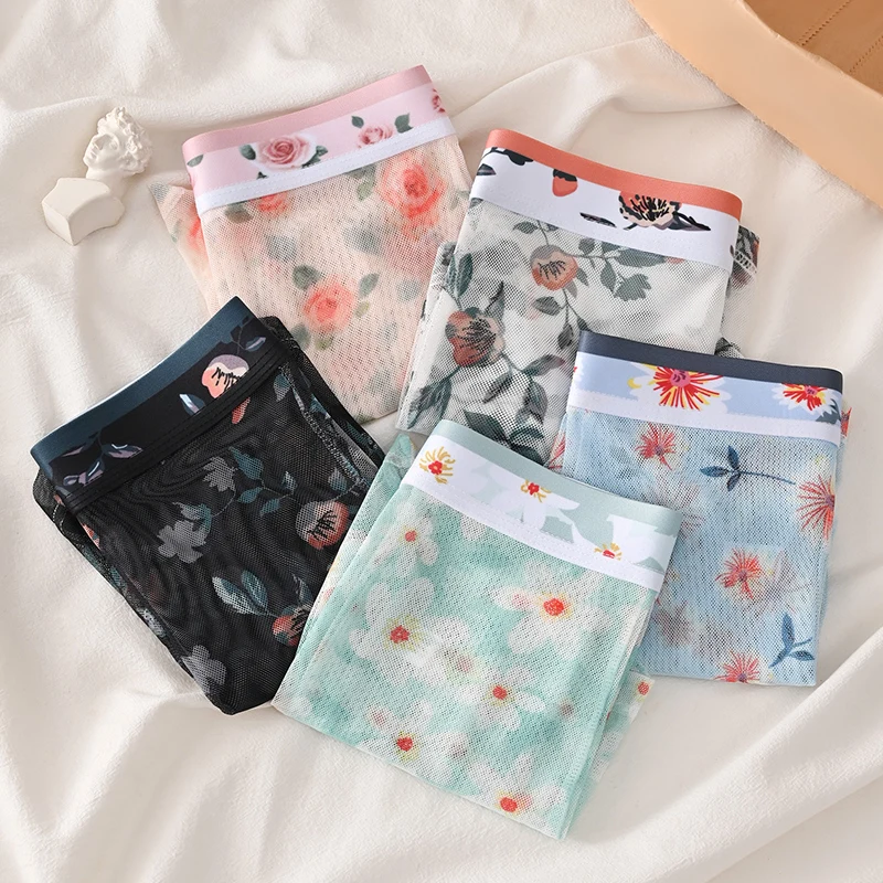 

1/4Pcs Men's Underwear Ice Silk Mesh Boxer Shorts Sexy Panties Man Underpants Thin Male U Convex Lingerie Wholesale Plus Size6XL