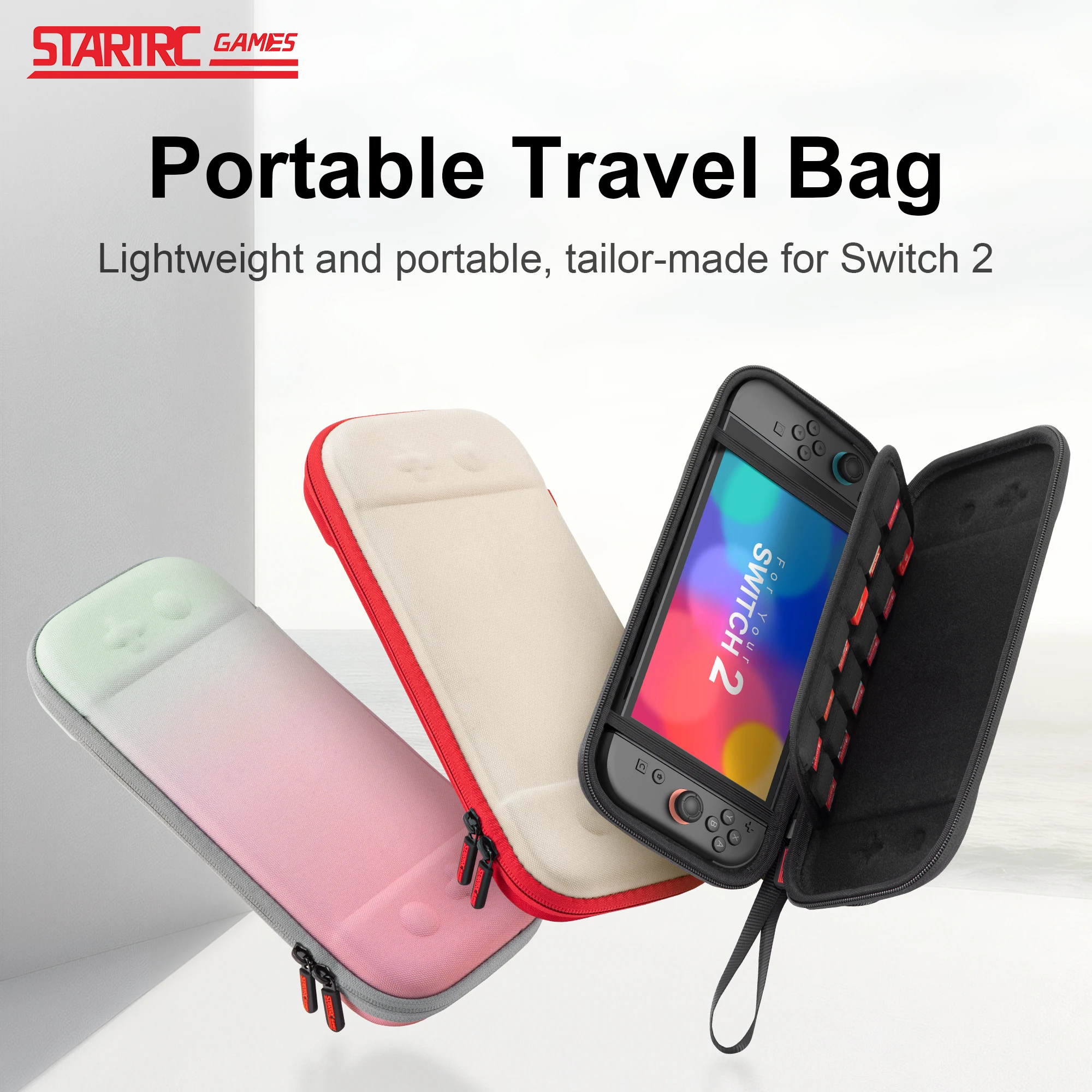 Estojo de Transporte Slim para Nintendo Switch 2, Estojo Rígido de Viagem com 12 Slots para Cartões de Jogo, Bolsa Portátil para Console Switch 2
