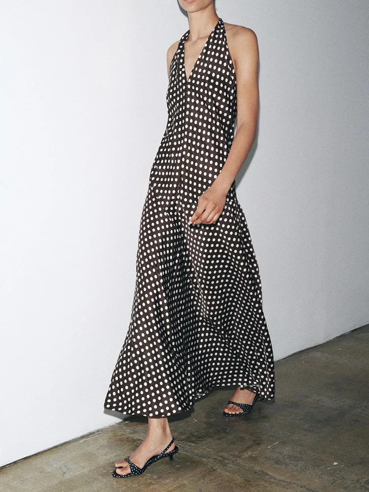 

Summer New Sexy Bal Svel Polka Dot Collar Dr Women's Faionable Gown Hanging Ne Design Casual Ele Sle