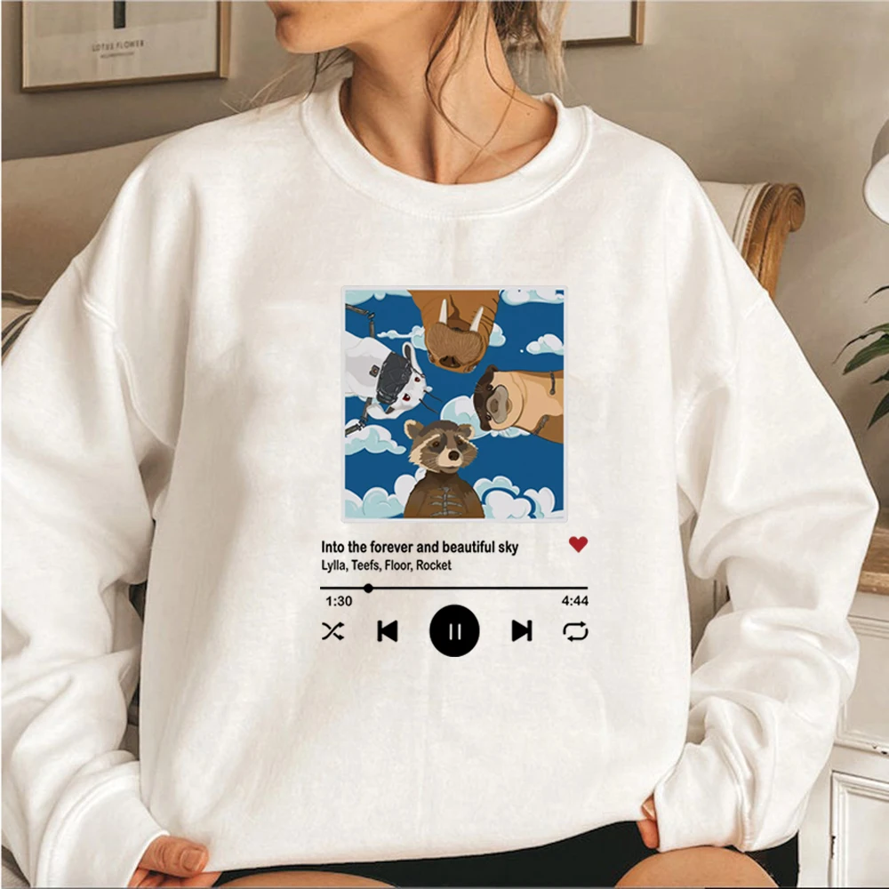 Lylla Rocket Floor Teefs Sweatshirt Into The Forever and Beautiful Sky Sweatshirt Hoodies GotG3 Rocket and Friends Pullover Tops