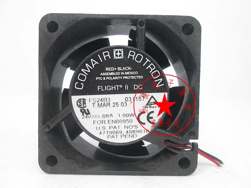 

COMAIR R0TRON FS24B3 DC 24V 0.08A 1.90W 60x60x25mm 2-Wire Server Cooling Fan