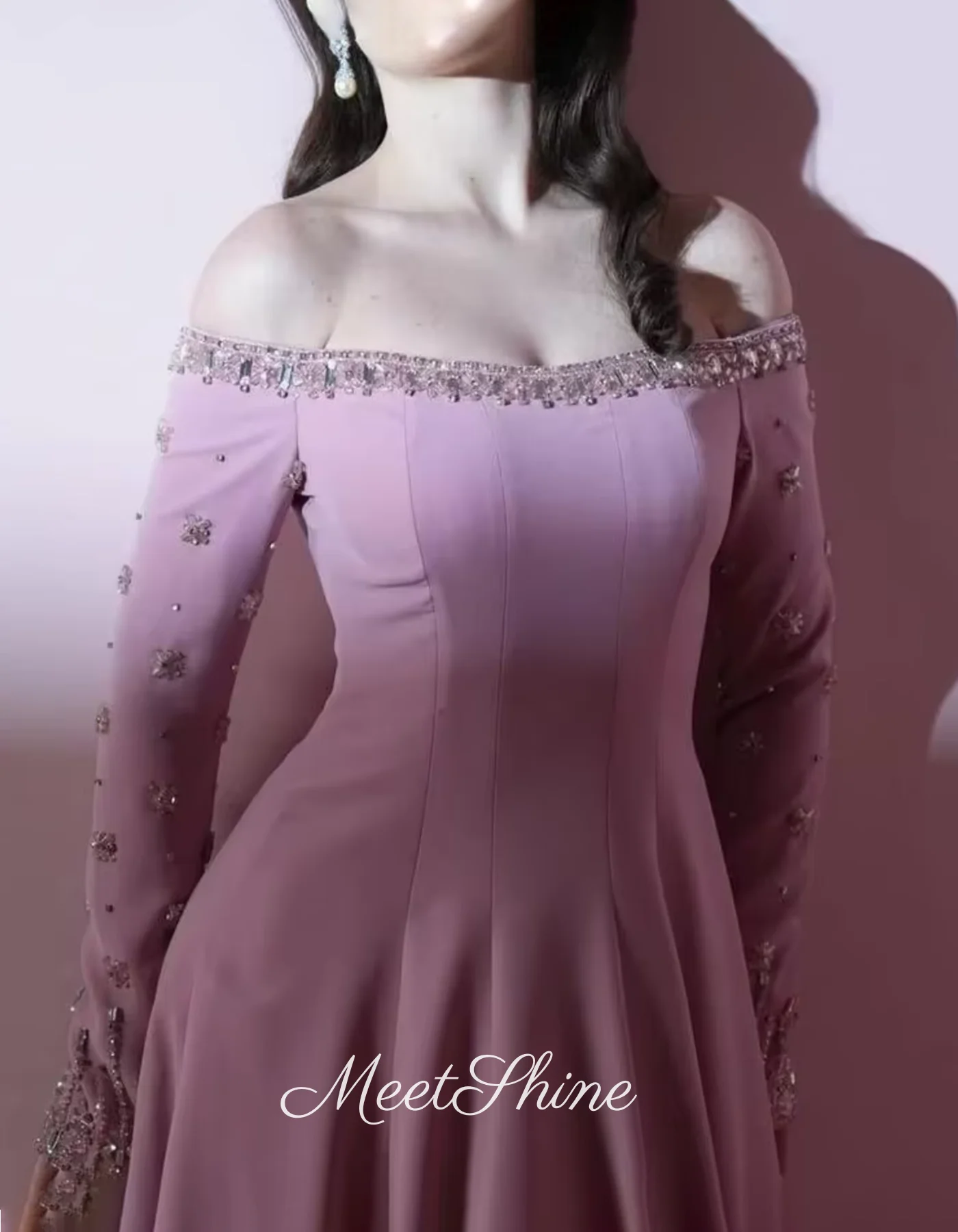 Crystal Pink  Evening Dress Off Shoulder Prom Dress for Woman Princess Formal Wedding Dress Customized Vestidos De Gala 2025