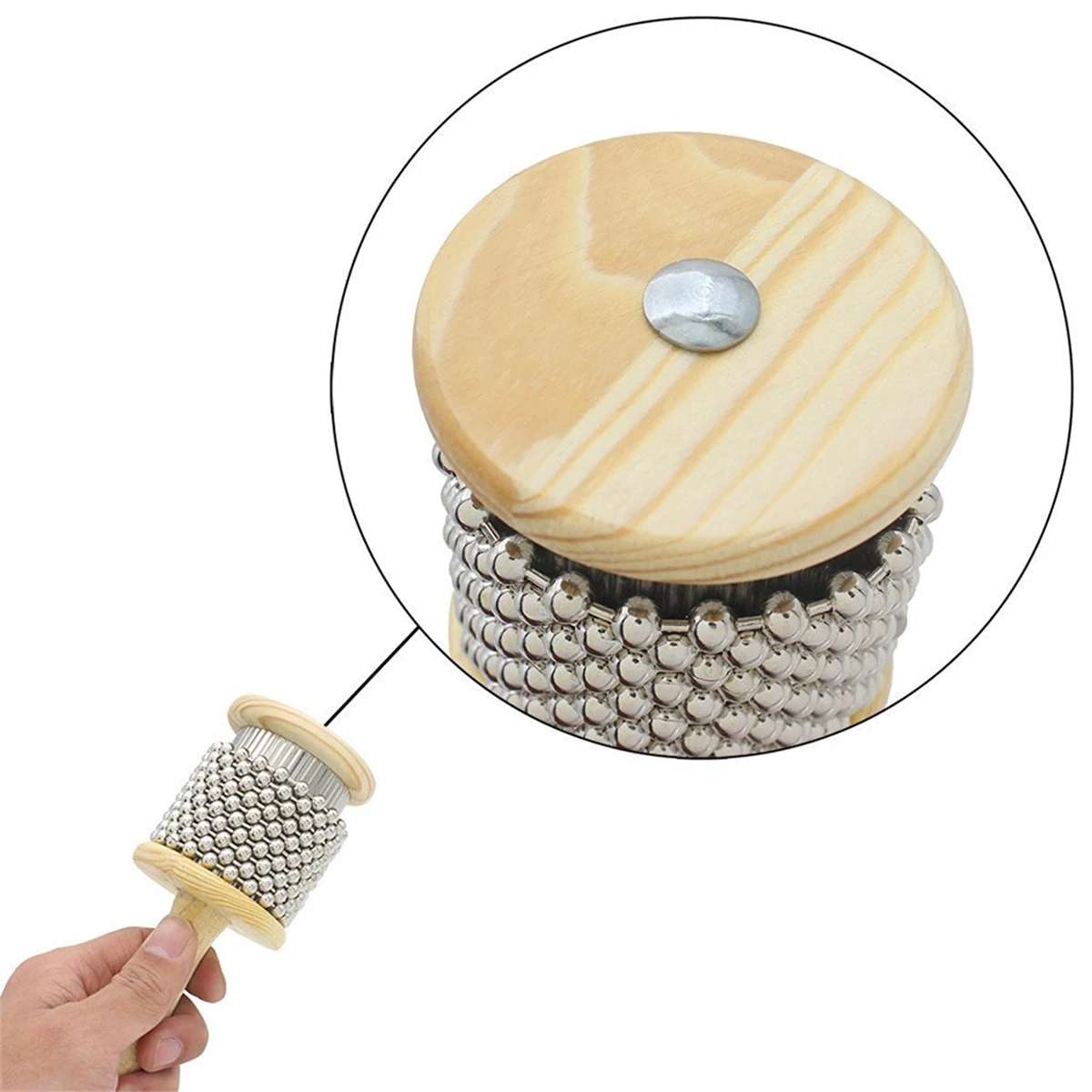 

Wooden Cabasa H Shaker 2.5 Inch Kids Children Student Lightweight Beads Rotating Rhythmic Sound Music Therapy Preschool Teaching