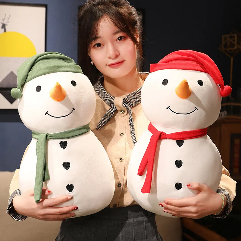 30cm Cute Cartoon Big White Snowman Plush Toy Soft Stuffed Pillow Dolls Winter Christmas Home Decoration Gifts For Children