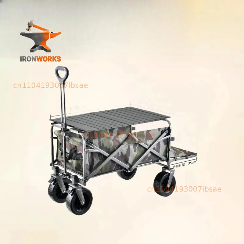 Outdoor Camper Foldable Picnic Vehicle Camp Garden Trailer Back Drive Trailer with Table Board