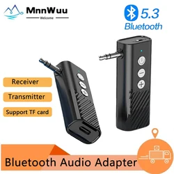 MnnWuu 3 IN 1 Wirless Receiver Transmitter Bluetooth 5.3 Support TF Card Transmission With 3.5MM Metal For TV Headphones Car