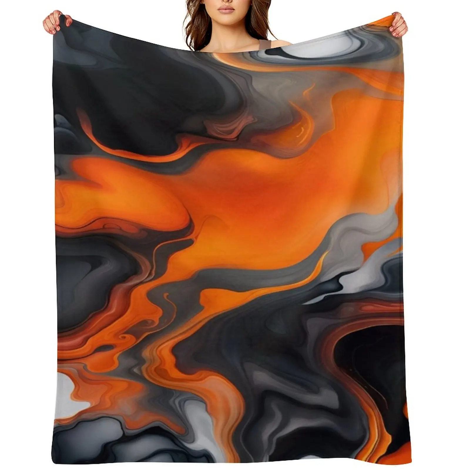 

Translucent Burnt Orange White Black Grey Abstract Throw Blanket Retros Hairys valentine gift ideas Decorative Beds Blankets