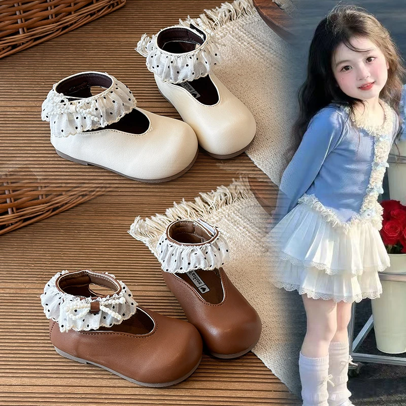 

Кожаная обувь для девочек от 1 до 12 лет, белые детские ботинки с бантом в горошек, нескользящие детские короткие ботинки, мягкая детская обувь, детские ботинки