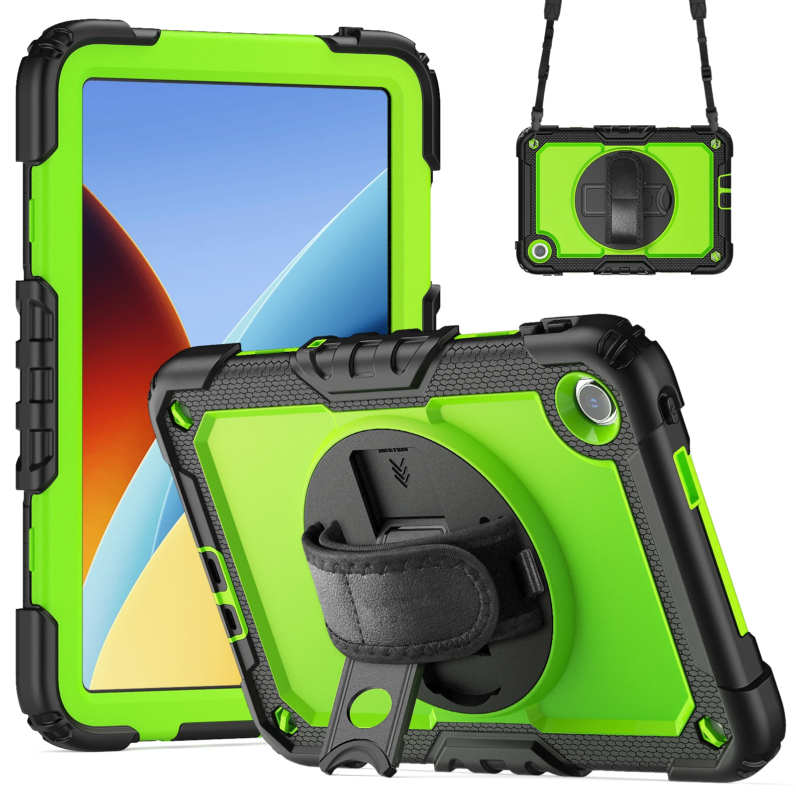 360 Rotating Stand Rugged Case For Xiaomi Poco Pad C1 Redmi Pad 2 9.7 2026 Heavy Duty Armor Cover With Built-in Screen Protector