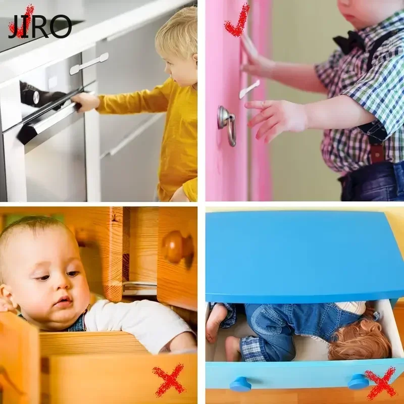 6 قطع قفل حزام أمان للأطفال، مناسب للخزائن والأدراج والحمامات والثلاجات وما إلى ذلك. وسادة لاصقة. تركيب بدون حفر