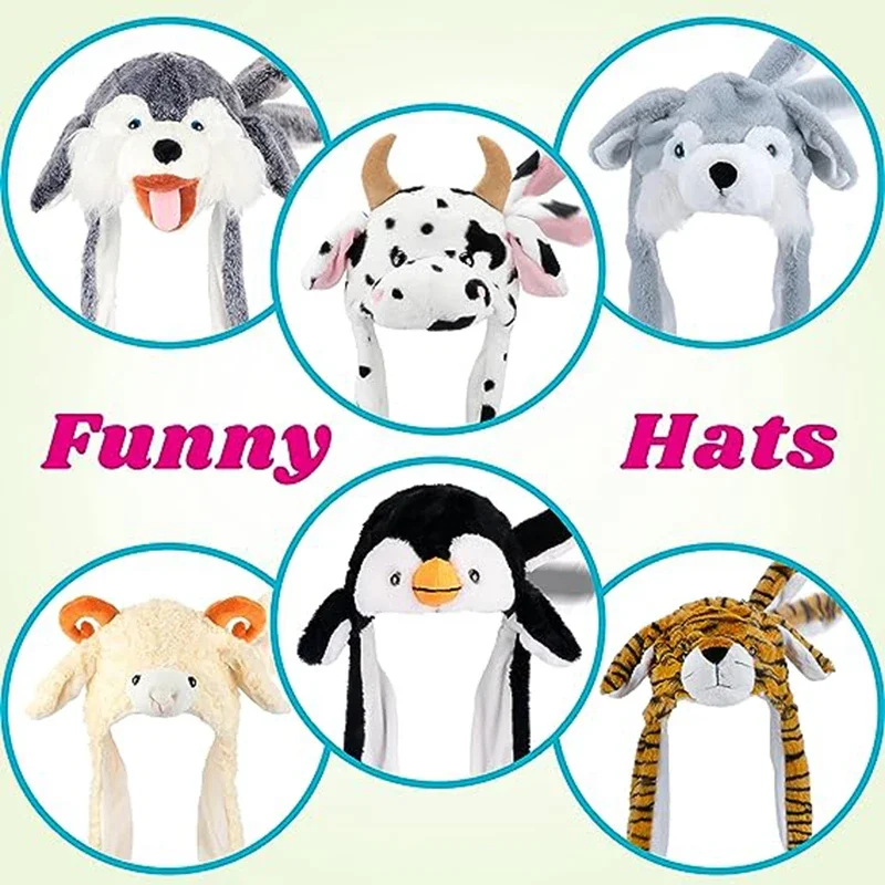 Adorable Moving Bunny Ears Hat - Kawaii Plush Toy Gift for Children, Kids, and Adults - Fun Cartoon Cap for Playtime