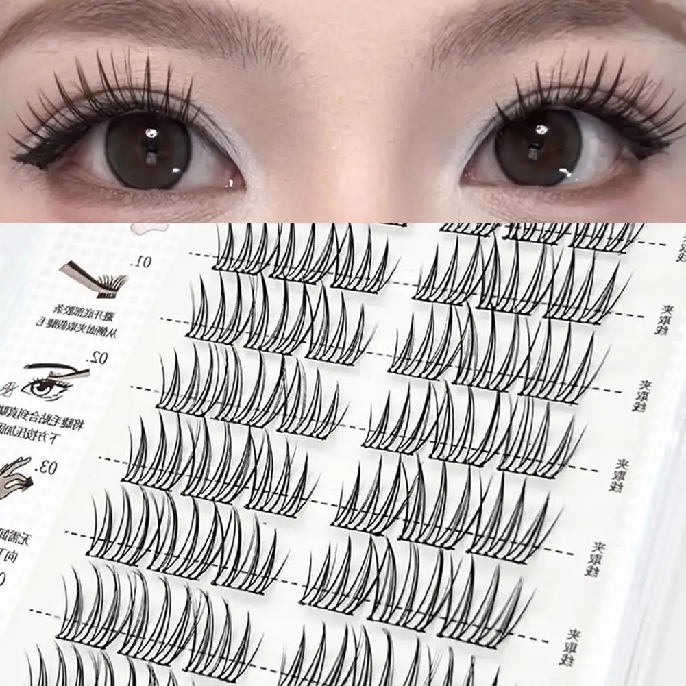 Glue-free False Eyelashes Self-adhesive DIY Clusters Eyelash Comic Natural Thick Long Lashes Enlarge Eyes Beauty Tool