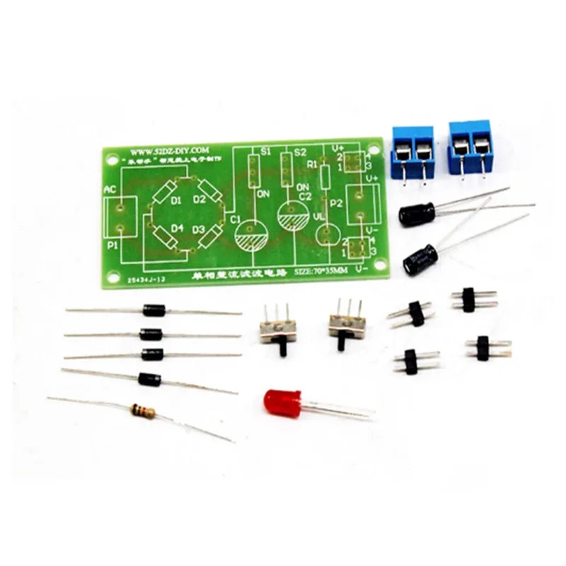 1PCS diy component soldering and assembly skills teaching and production for single-phase rectifier filter circuit board kit