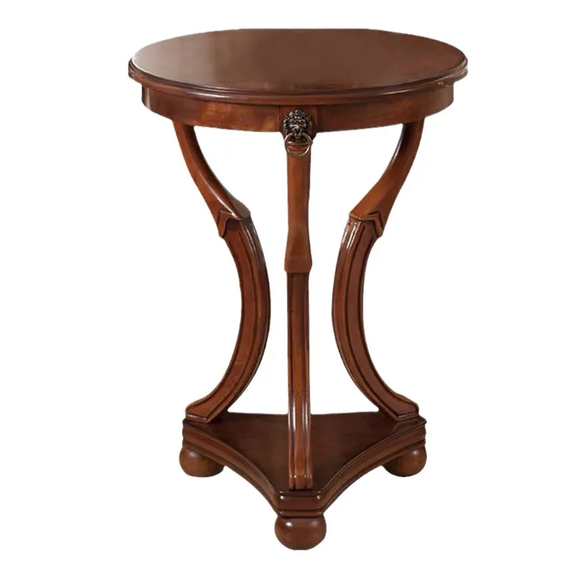 

American rounded corner few solid wood small round table sofa European flower stand telephone