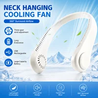 Ventilateur de cou portable sans pales, 3 vitesses réglables, rechargeable, mini ventilateur de cou suspendu, longue autonomie pour l'été en extérieur 4