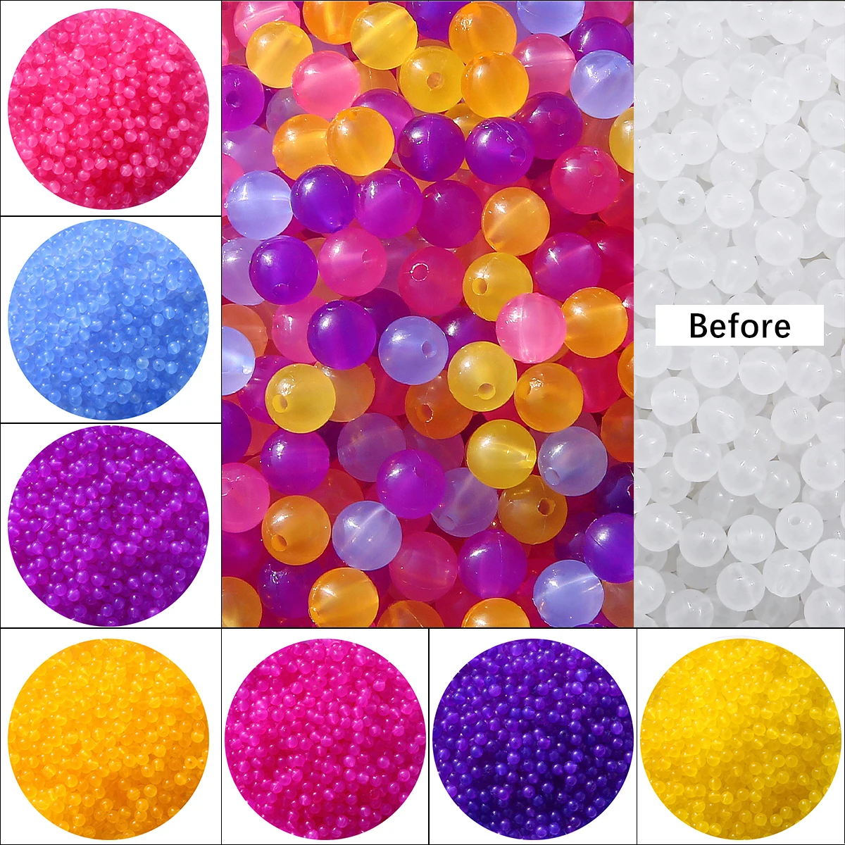 100/200pcs 8mm Acrylic Round Beads UV Sunlight Color Changing Scattered Beads Jewelry Making DIY Necklace Bracelet Accessories