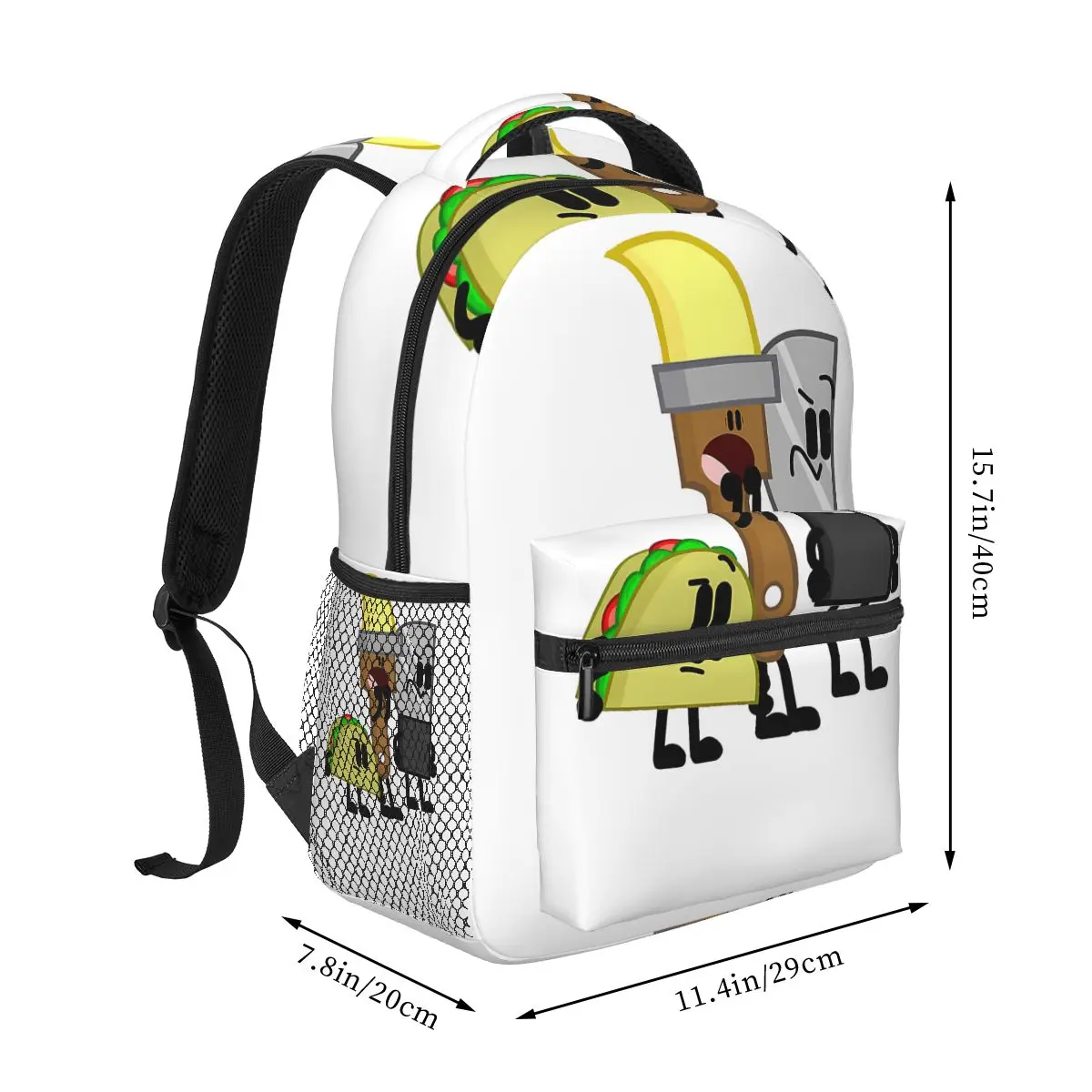BFDI Inanimate Insanity , All Characters 4 Student Backpack Hiking Travel Daypack for Men Women Fashion Bookbag Shoulder Bags
