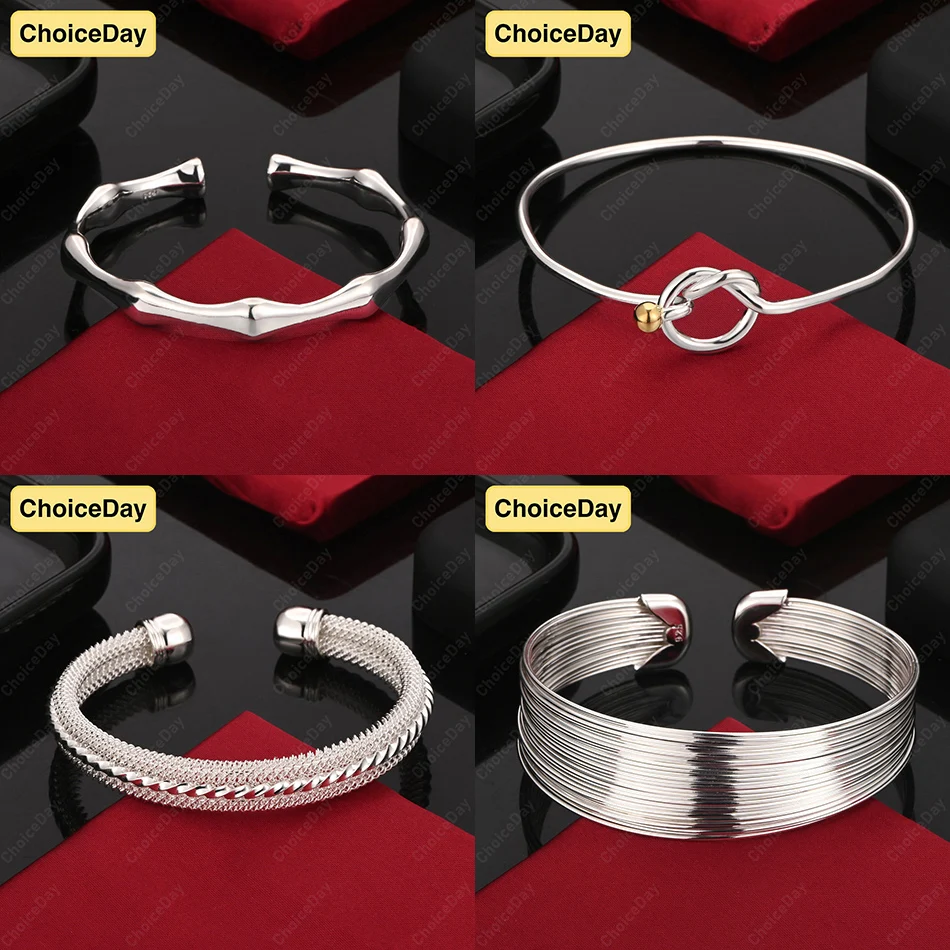 

ChoiceDay 925 Sterling Silver Simple Round Multi-Circle Bracelet Women's Accessories Gift Engagement Jewelry