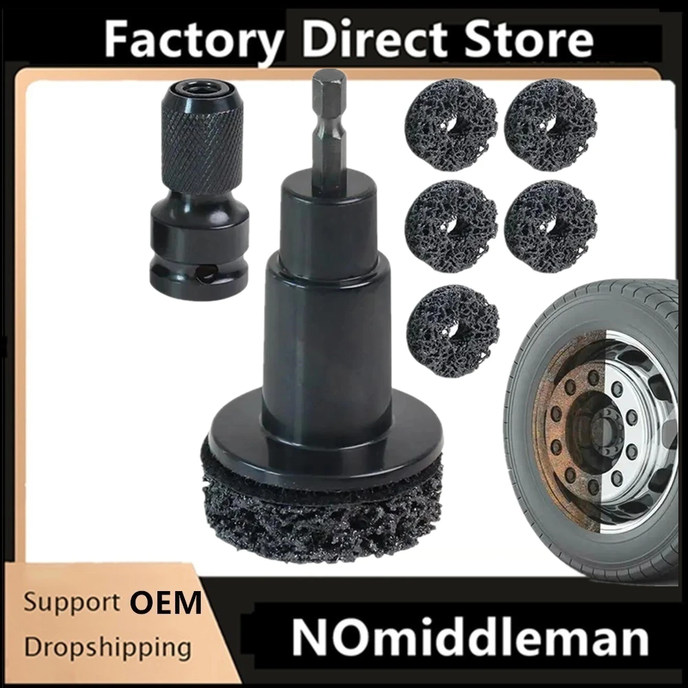 

2026 Wheel Hub Rust Removal Brush Brake Hub Surface & Stud Cleaning Maintenance Kit Brake Disc Rust Removal Tool for Hub Rotor