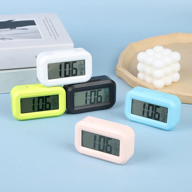 LED Digital Alarm Clock 12/24H Electronic Digital Clock Temperature Date Clocks Home Office Desktop Night Light Clocks 탁상시계