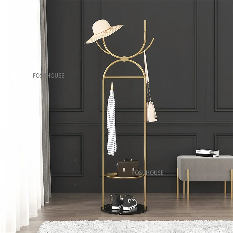 

Floor-standing Bedroom Hangers Storage Clothes Organizer Italian Light Luxury Marble Coat Rack Creative Wrought Iron Coat Rack